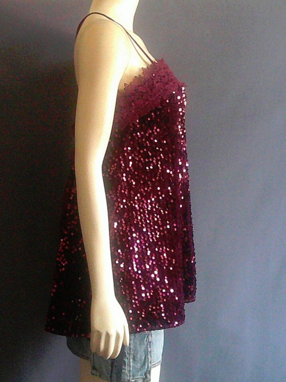 Free People Intimately Free NWT Fig Jam Burgundy Sequin That Girl Mini Dress Sm - Picture 8 of 13